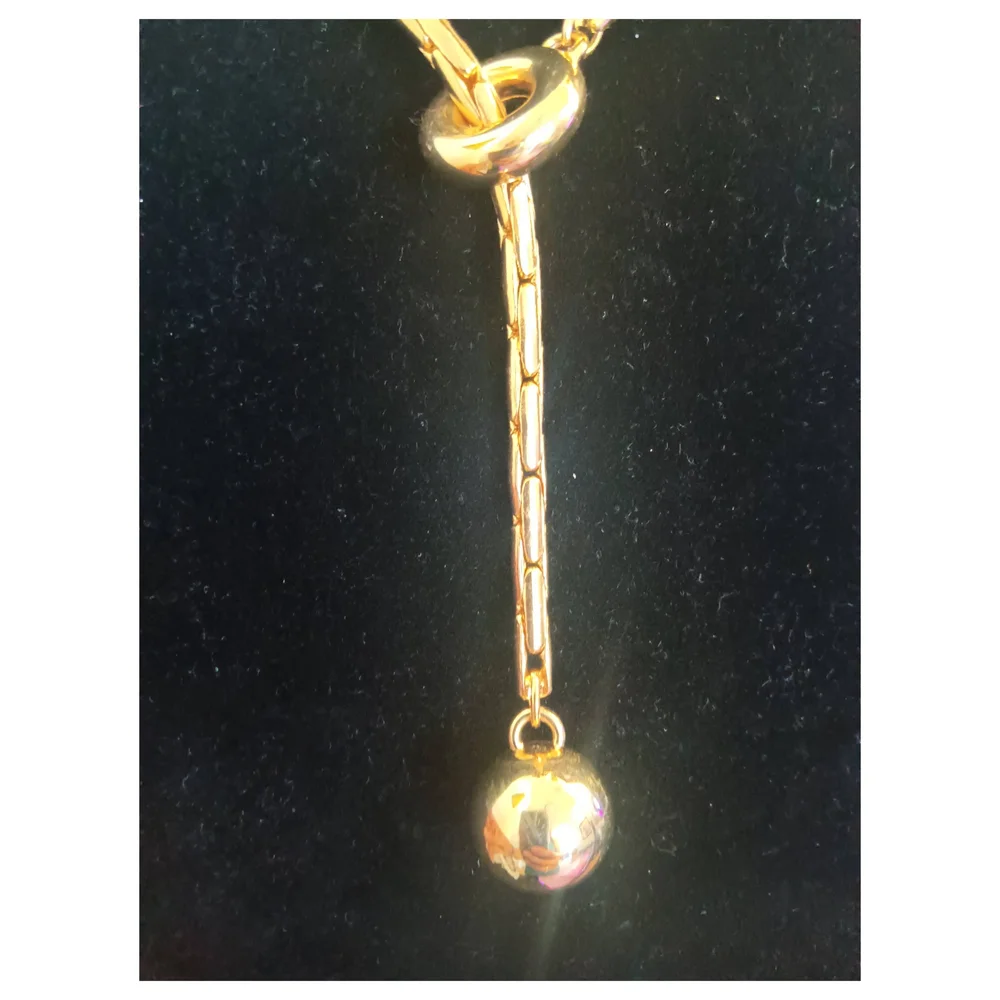 Elegant Shiny Gold Lariat Necklace Adjustable For Comfortable Wear - Picture 3 of 6